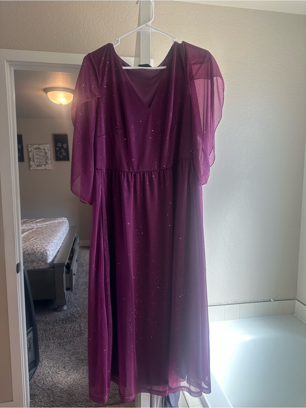 Sparkling Plum Chiffon Midi Dress